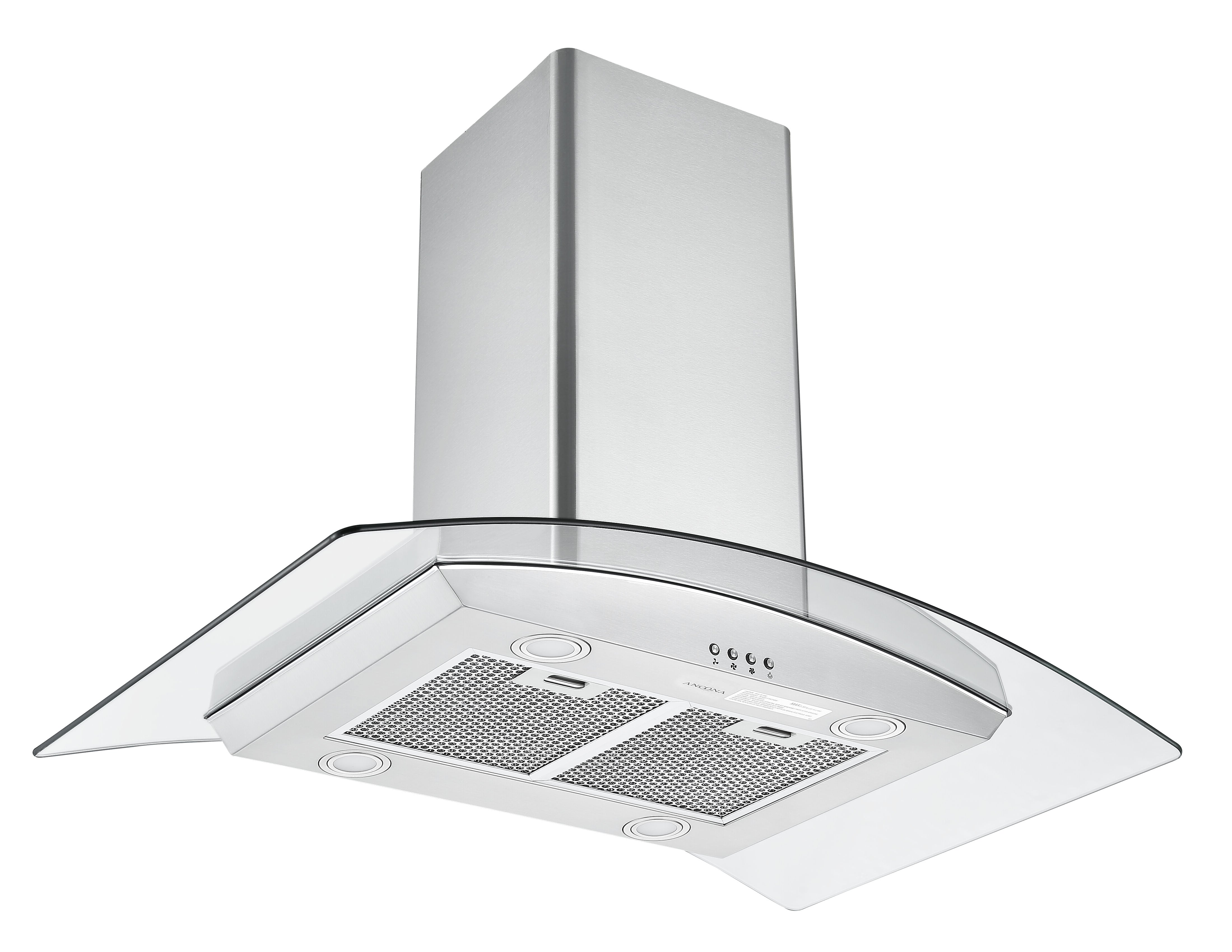 Hotte îlot en verre et acier inoxydable Ancona IGCC636 36