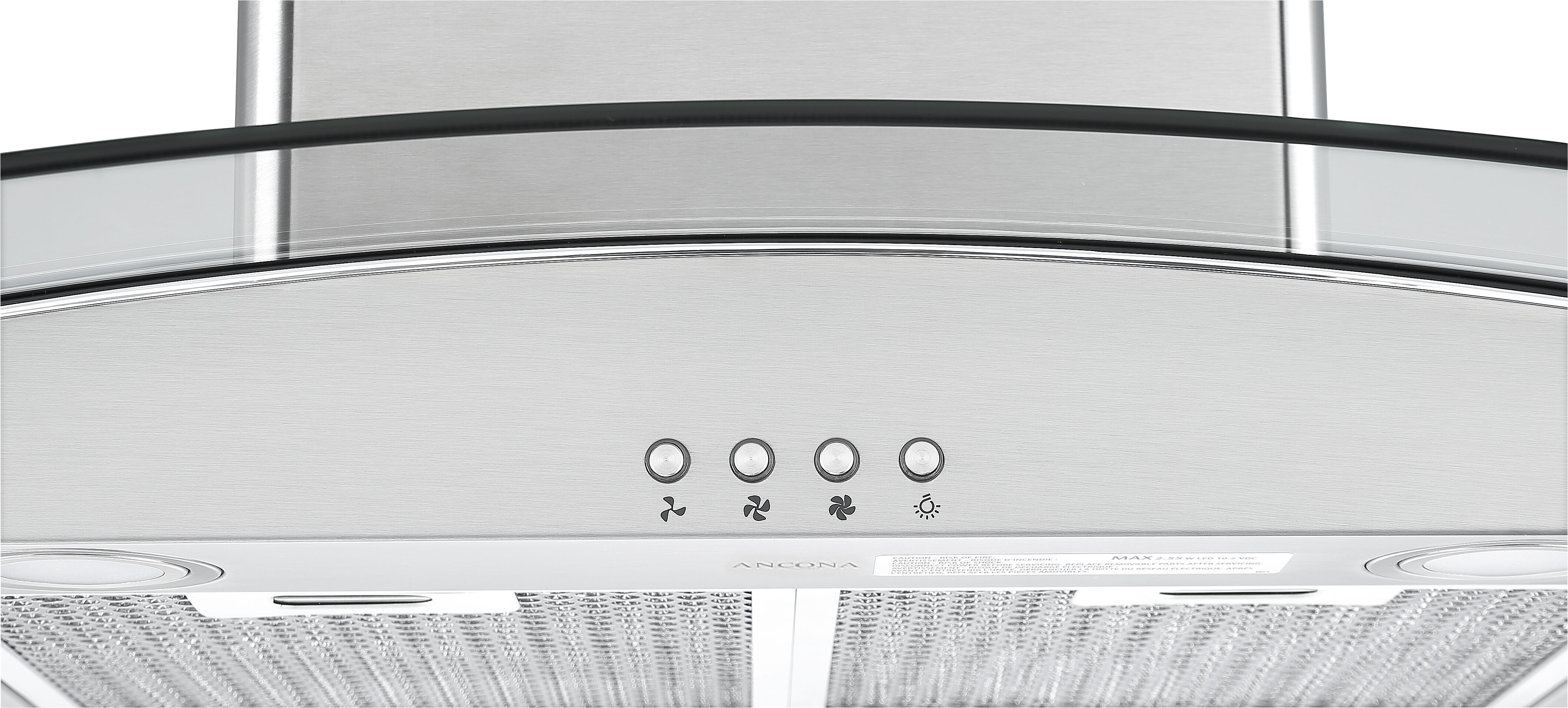 Hotte îlot en verre et acier inoxydable Ancona IGCC636 36