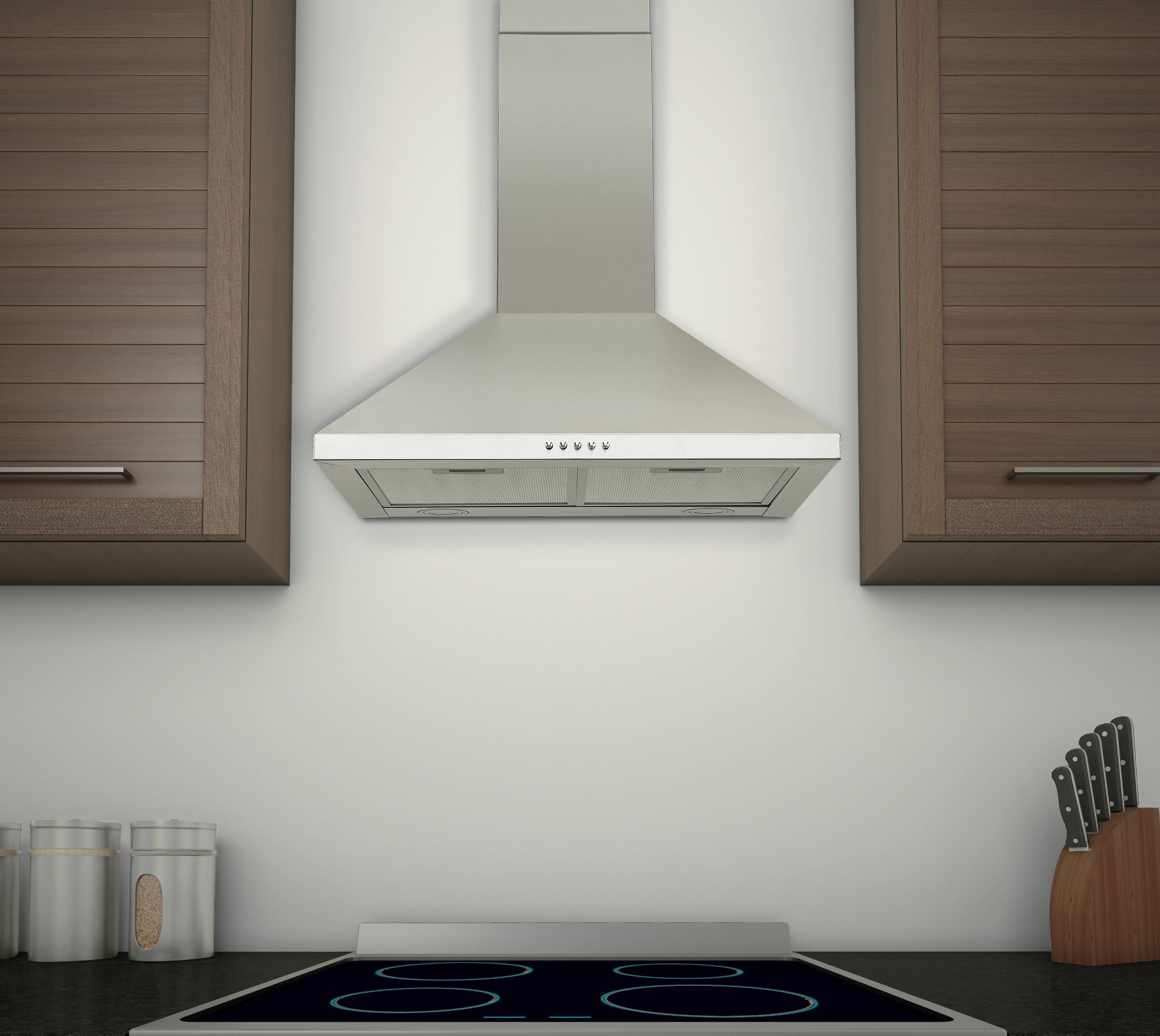 Hotte de cuisine murale convertible 24 pouces 440 cfm en acier inoxydable