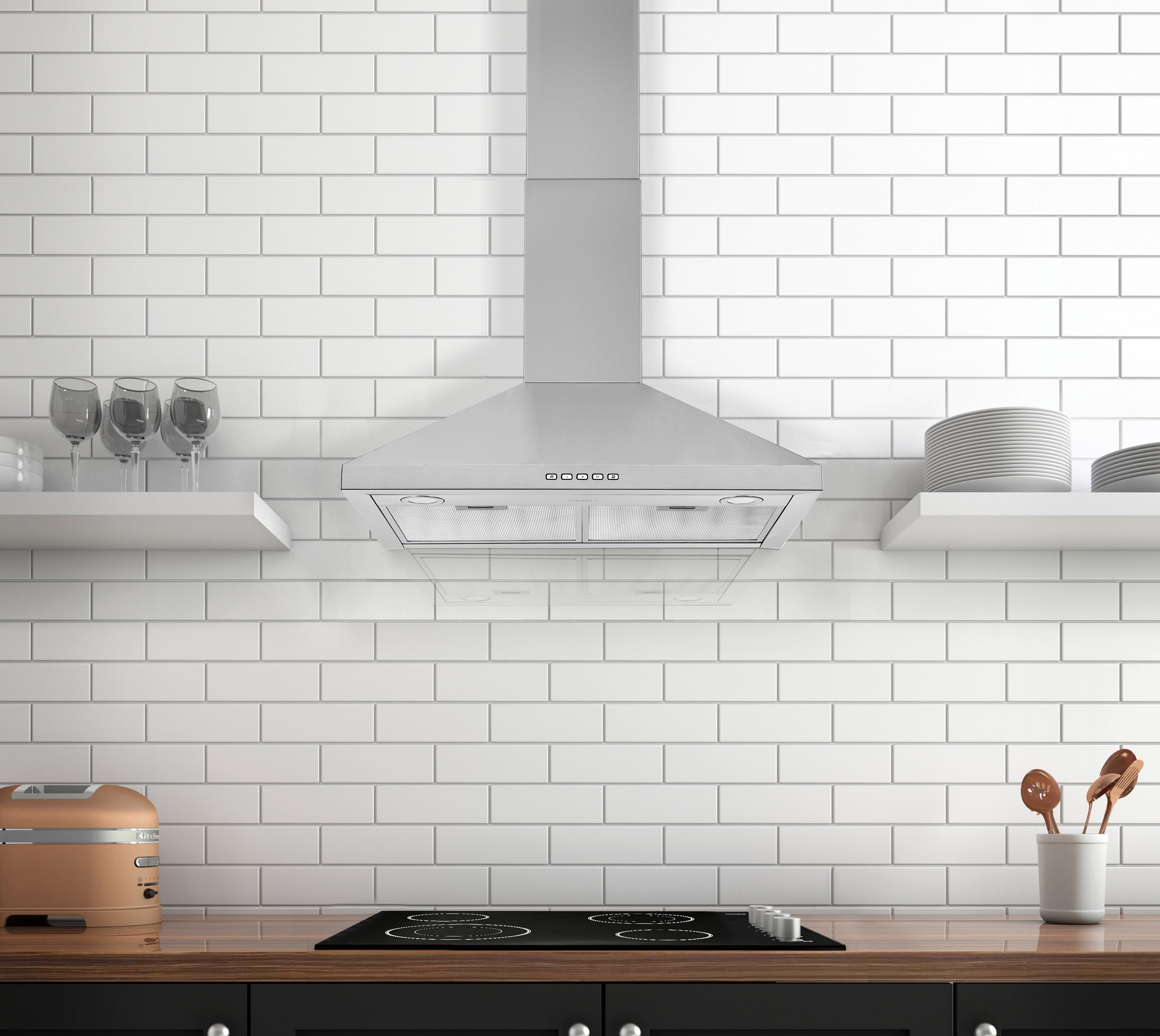 30 in. Convertible Wall-Mounted Pyramid Range Hood in Stainless Steel
