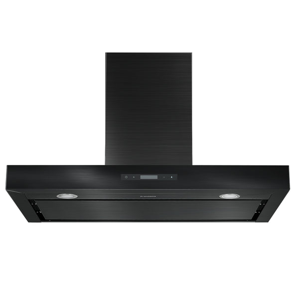 Hotte de cuisine d’Ancona rectangulaire convertible à fixation murale en acier inoxydable noir (36 po)