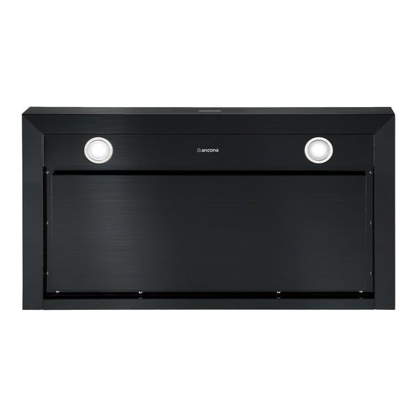 Hotte de cuisine d’Ancona rectangulaire convertible à fixation murale en acier inoxydable noir (36 po)