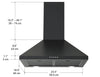 Ancona 24" 440 CFM Convertible Wall Mount Pyramid Range Hood in Matte Black