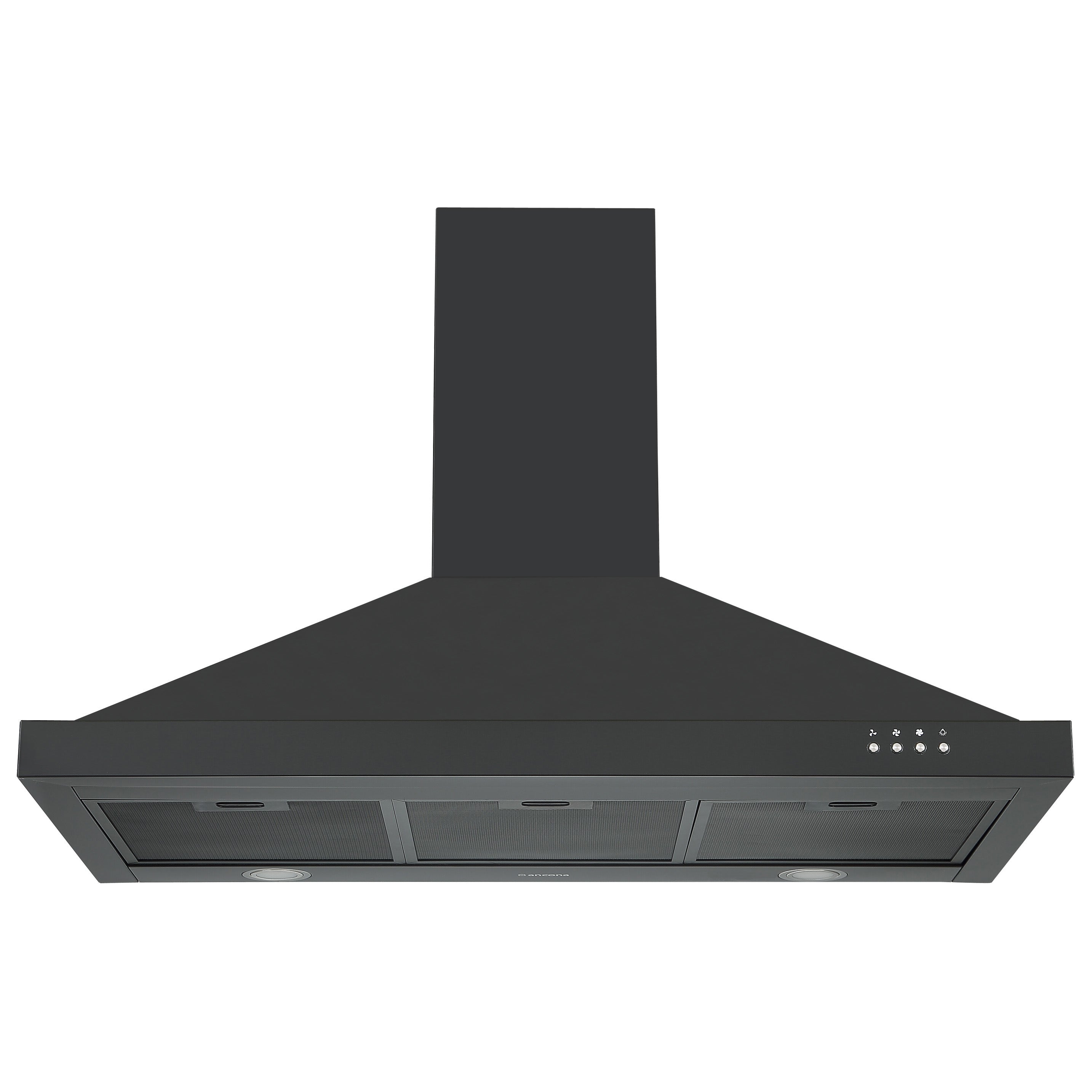 Ancona hotte de cuisine pyramidale convertible à fixation murale de 36” 450 pi3/min en acier inoxydable noir
