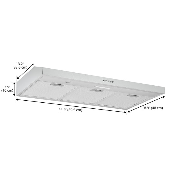 Ancona hotte de cuisine convertible de 36" sous armoire 110 pi3/min en acier inoxydable