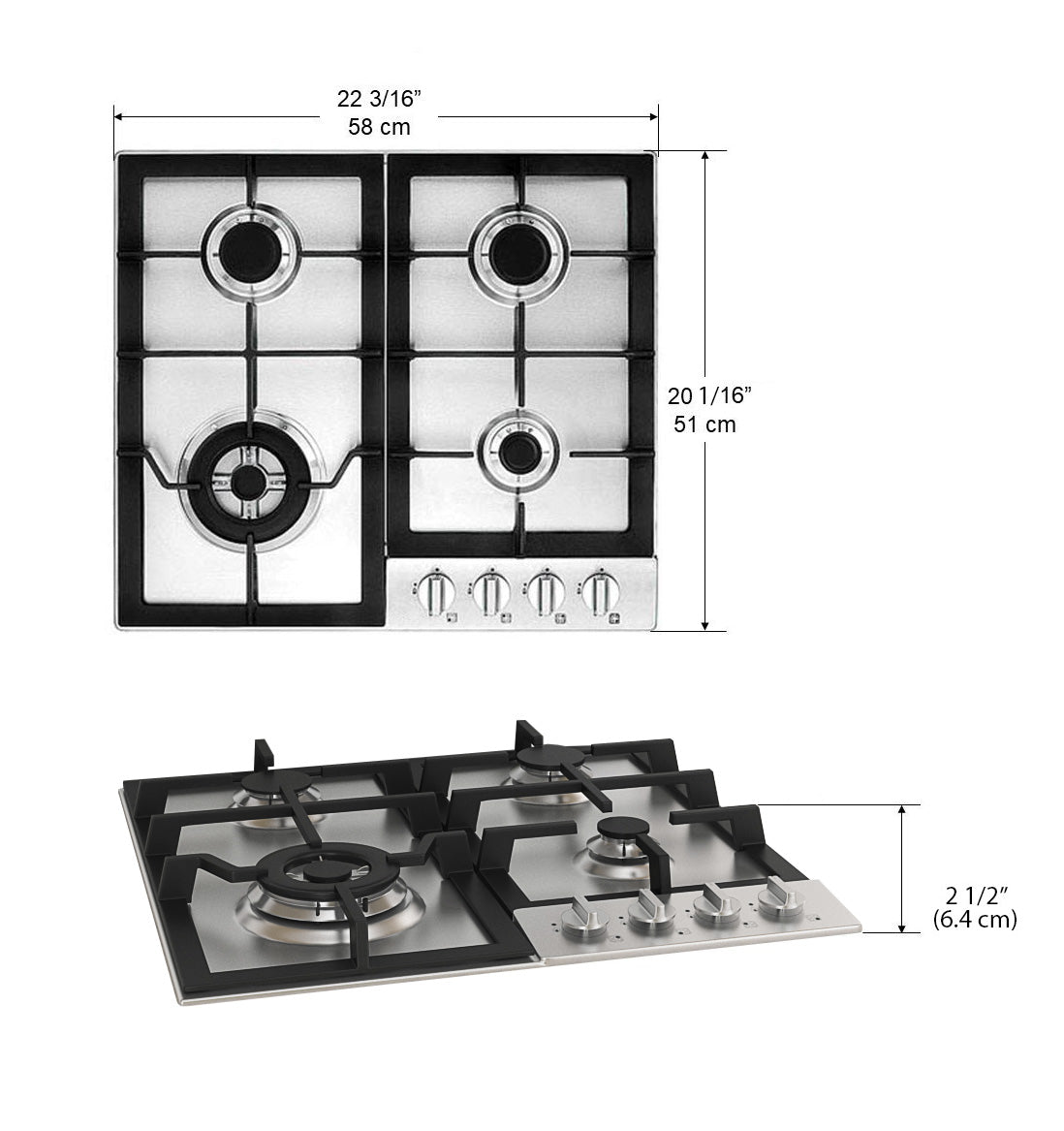 Table de cuisson au gaz naturel 24 po