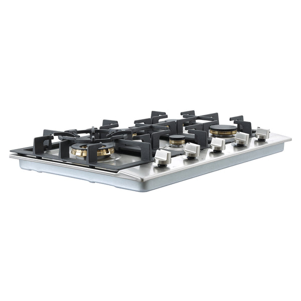 Ancona table de cuisson à gaz encastrée de 30" en acier inoxydable avec 5 brûleurs en laiton et supports de casseroles et wok en fonte