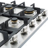 Ancona table de cuisson à gaz encastrée de 30" en acier inoxydable avec 5 brûleurs en laiton et supports de casseroles et wok en fonte