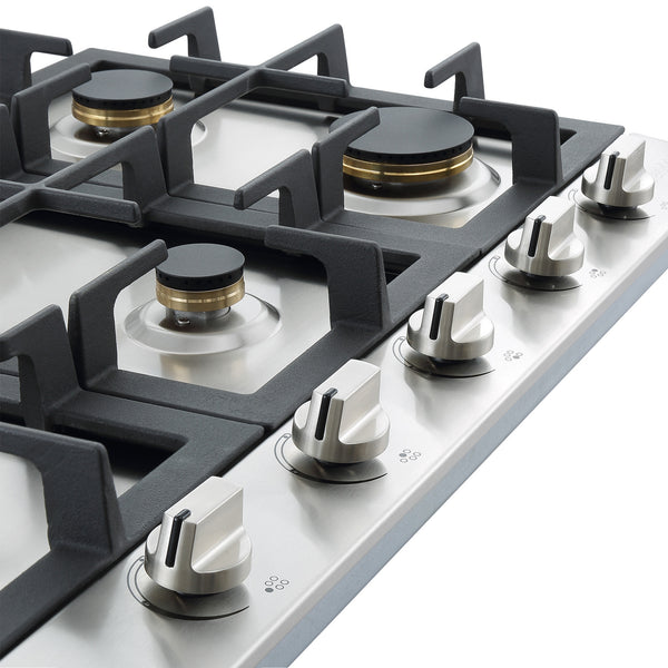 Ancona table de cuisson à gaz encastrée de 30" en acier inoxydable avec 5 brûleurs en laiton et supports de casseroles et wok en fonte