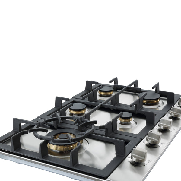 Ancona table de cuisson à gaz encastrée de 30" en acier inoxydable avec 5 brûleurs en laiton et supports de casseroles et wok en fonte