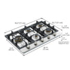 Ancona table de cuisson à gaz encastrée de 30" en acier inoxydable avec 5 brûleurs en laiton et supports de casseroles et wok en fonte