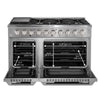 Ancona cuisinière à gaz de 48” 6,7 pi. cu avec 8 brûleurs et four électrique à convection double en acier inoxydable