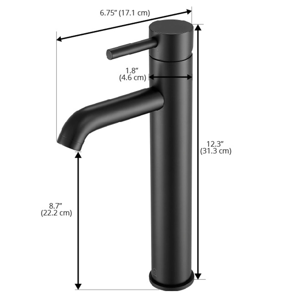 Argenta Vessel Bathroom faucet in Matte Black