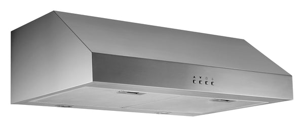 Hotte sous armoire en acier inoxydable de 30 pouces avec boutons carrés