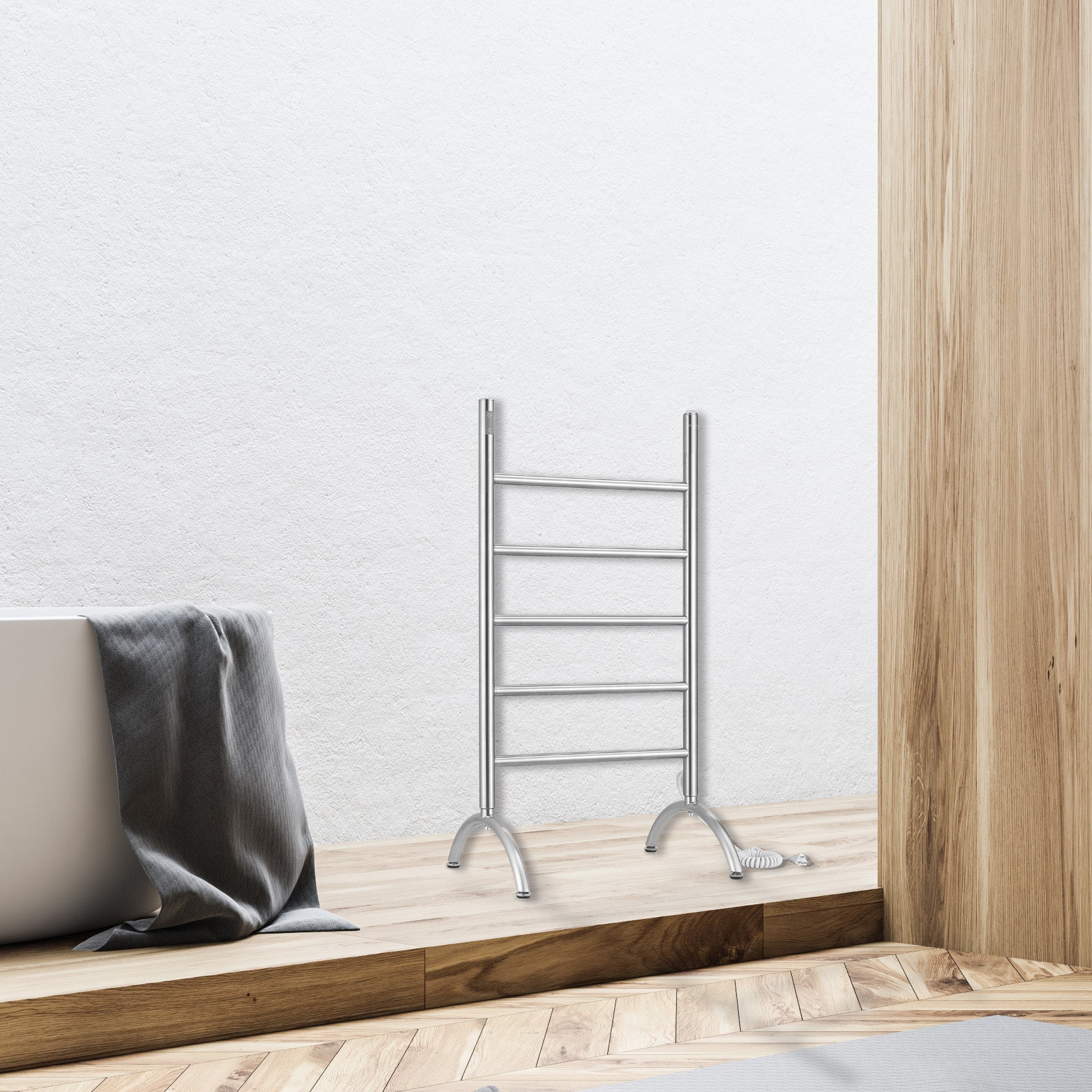 Nova OBT 3 in 1, 5 Bar Towel Warmer with Integrated On-Board Timer in Brushed Stainless Steel