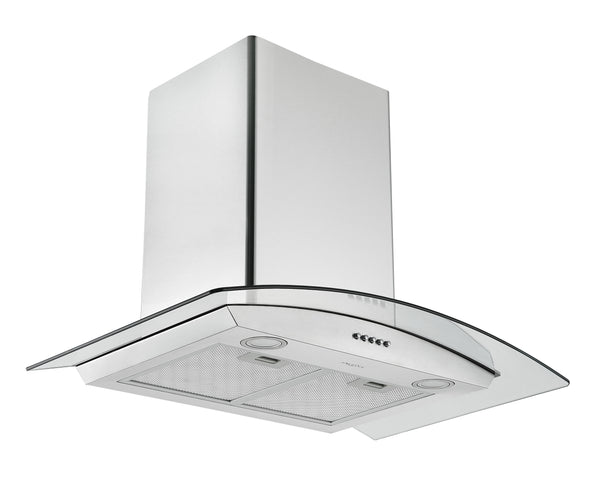 Ancona hotte de cuisine murale convertible à auvent en verre de 30" en acier inoxydable