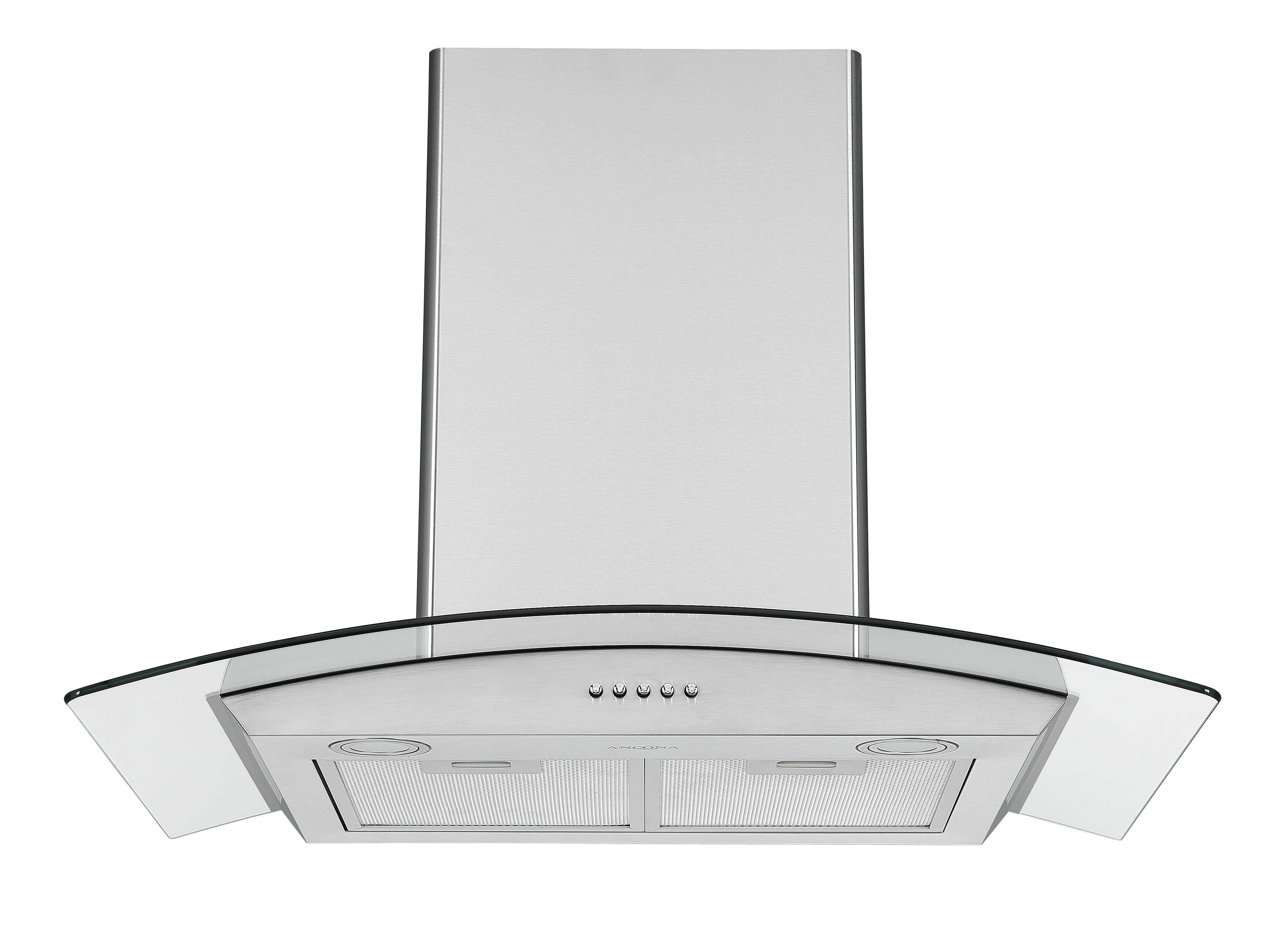 Ancona hotte de cuisine murale convertible à auvent en verre de 30