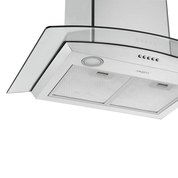 Ancona hotte de cuisine murale convertible à auvent en verre de 30" en acier inoxydable