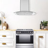 Ancona hotte de cuisine murale convertible à auvent en verre de 30" en acier inoxydable