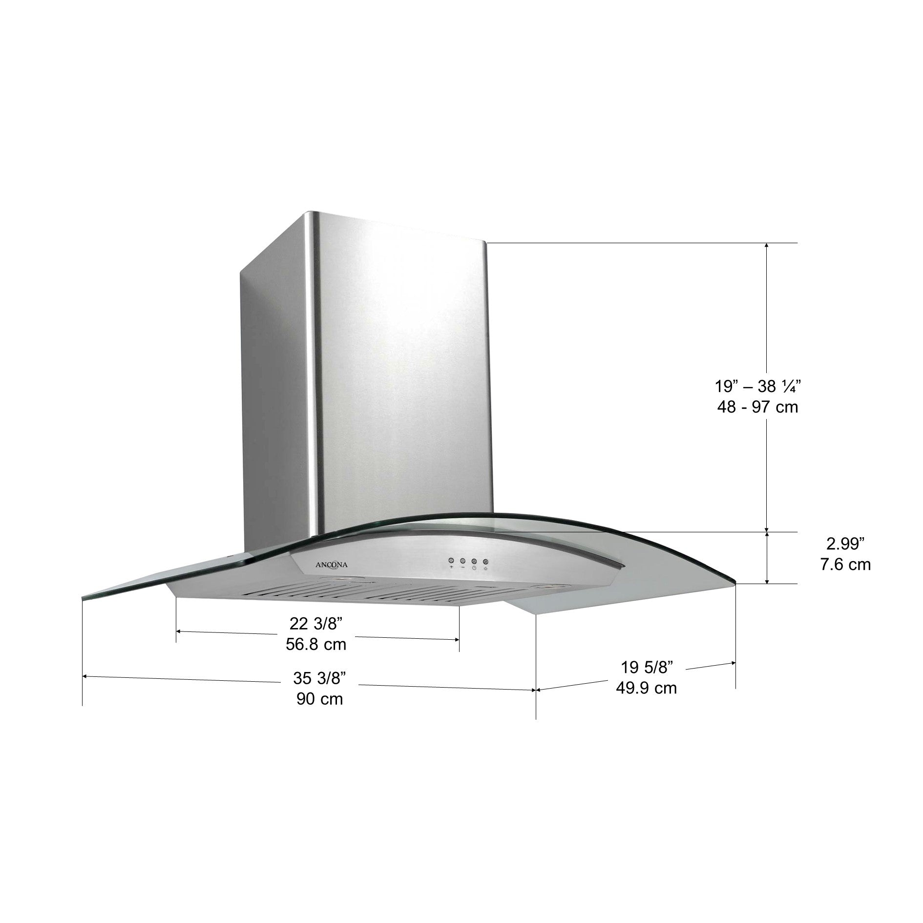 GCP536 36in. Glass Canopy Wall Mount Range Hood