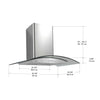GCP536 36in. Glass Canopy Wall Mount Range Hood