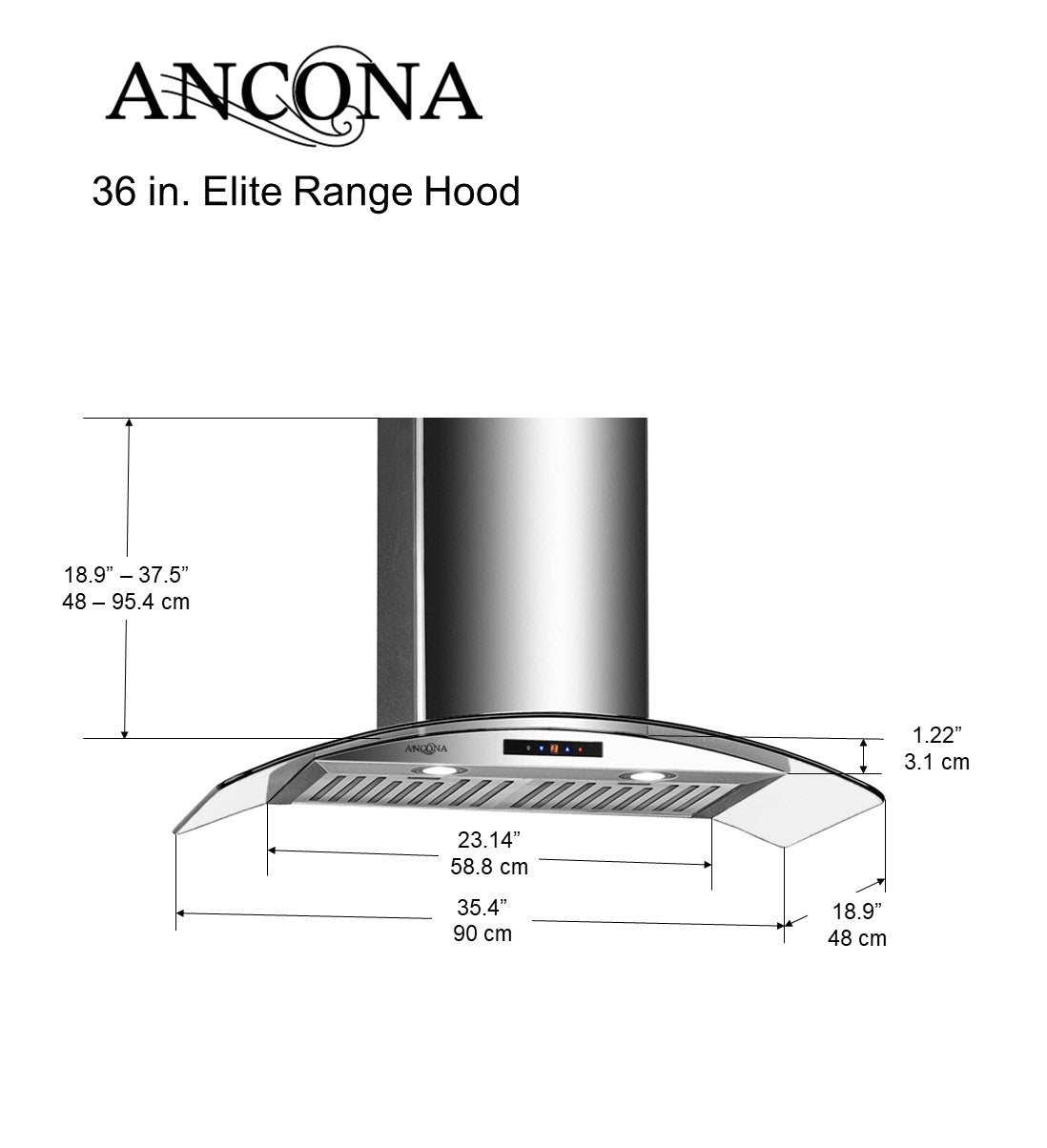 Hotte auvent en verre à fixation murale GCC430