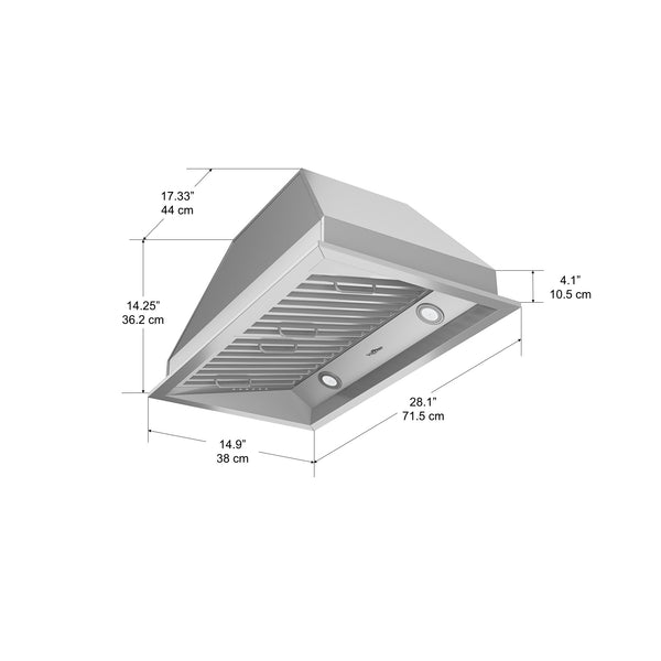 28 in. Chef Series Range Hood with LED Lights 600 CFM