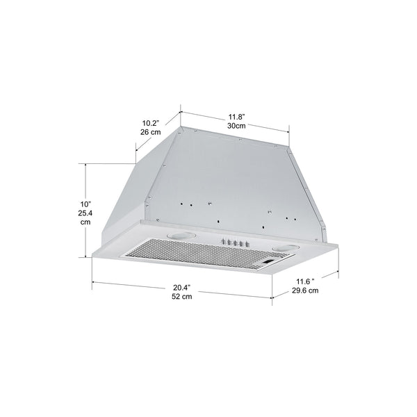20-in Ducted Stainless Steel Under Cabinet Range Hood Insert