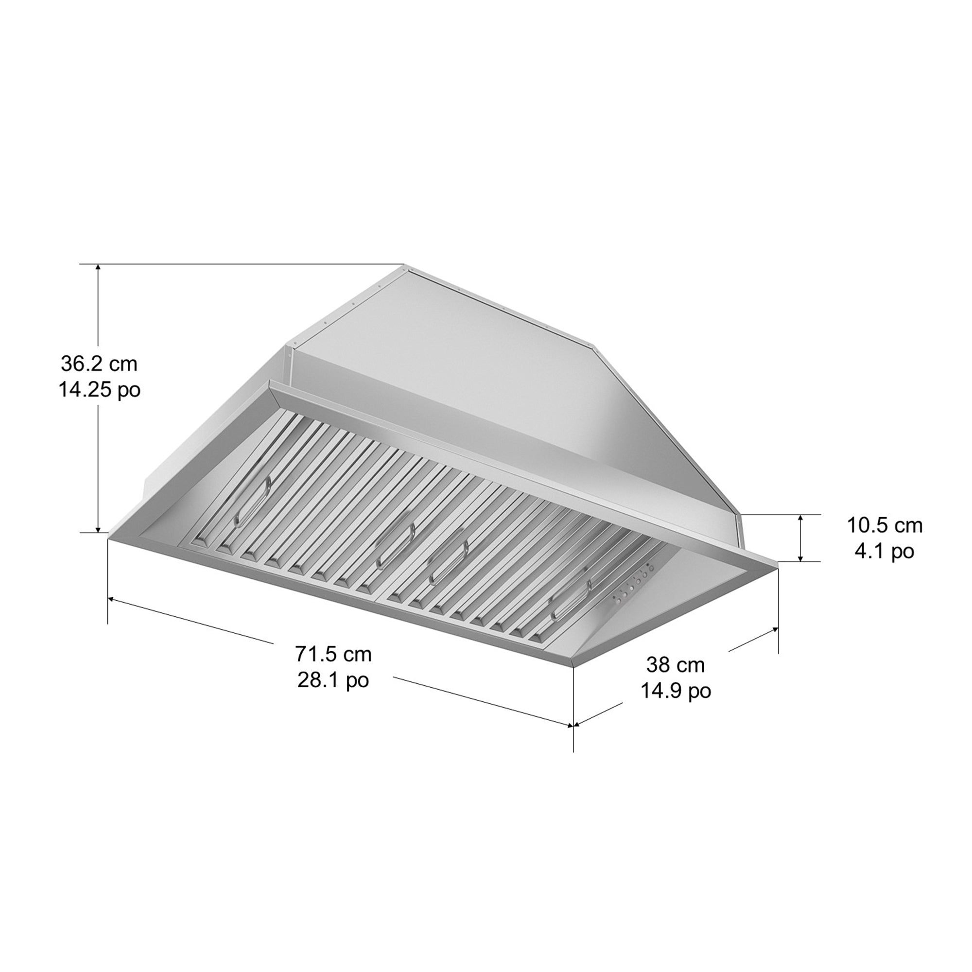 Pro Insert 28 in. Range Hood with LED lights