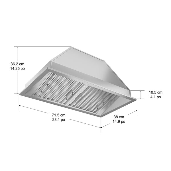 Pro Insert 28 in. Range Hood with LED lights