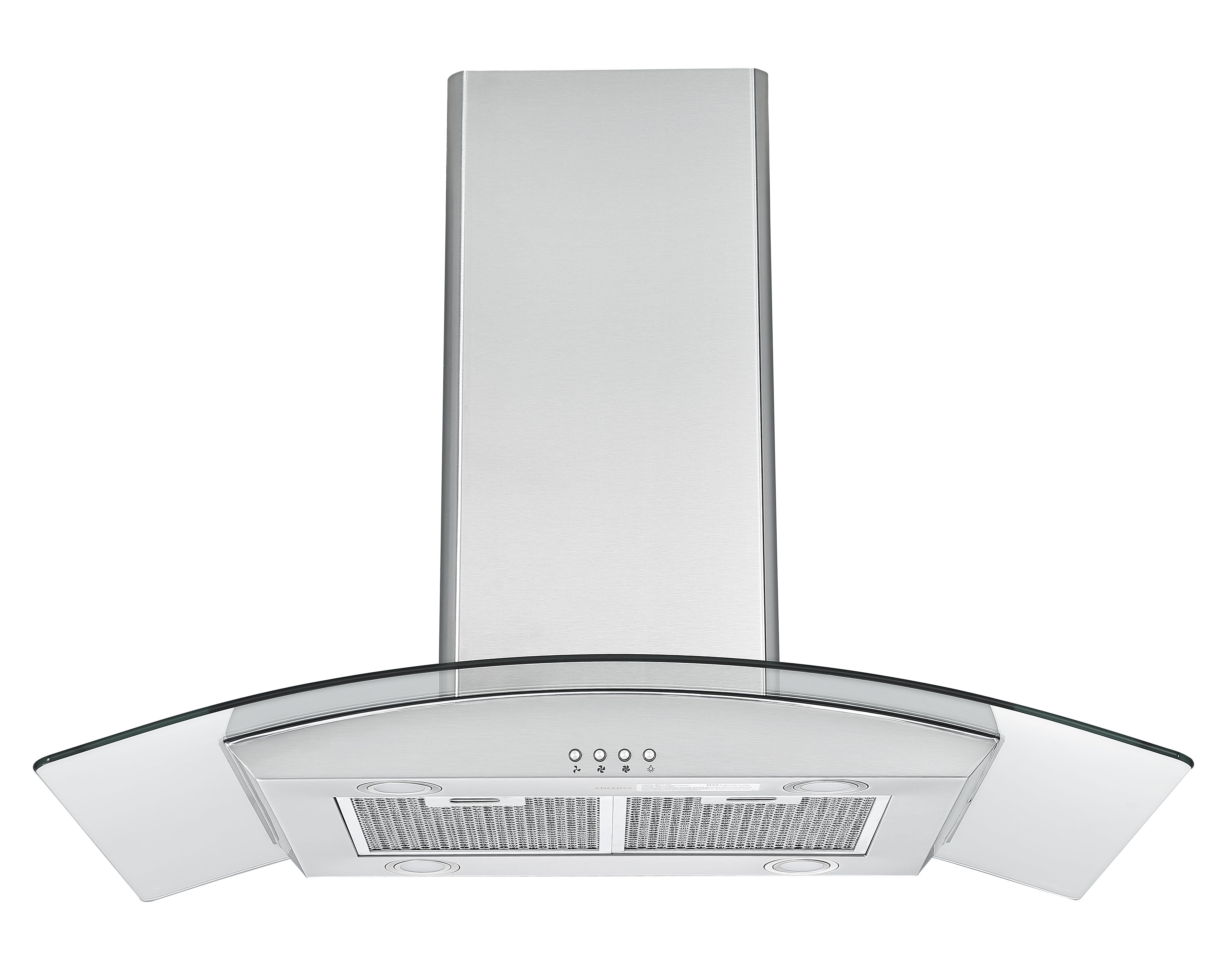 Hotte îlot en verre et acier inoxydable Ancona IGCC636 36