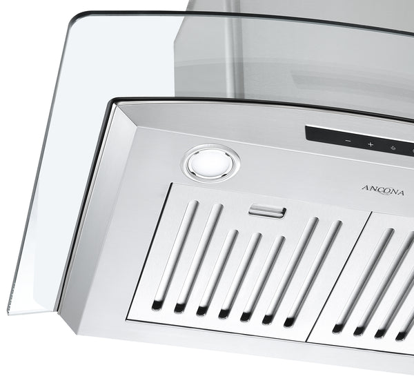 Hotte de cuisine en acier inoxydable à auvent en verre 30" et de 650 pi cu/min à fixation murale avec fonction Night Light
