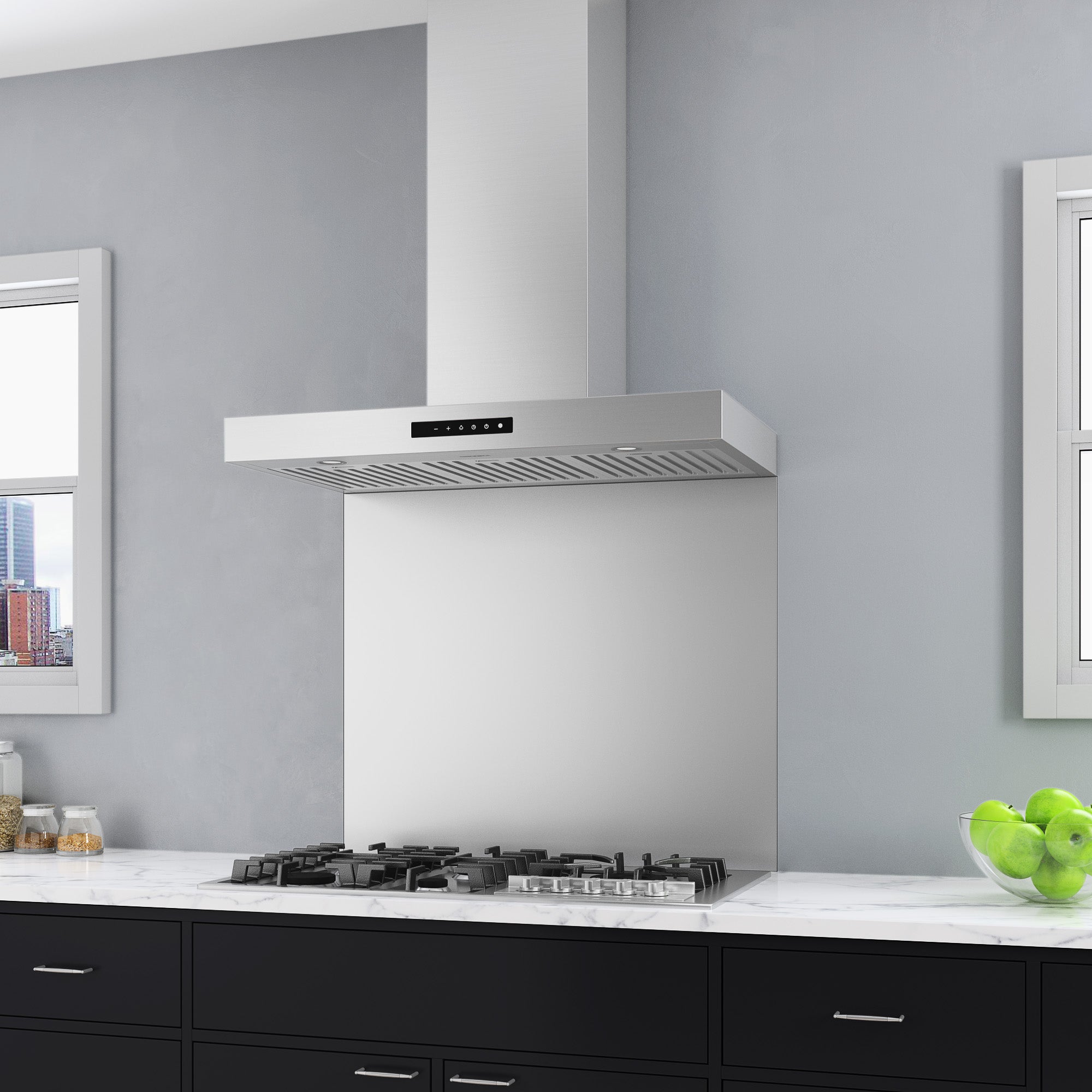 Moderna 36 in. Wall Mount Range Hood in Stainless Steel with Night Light Feature