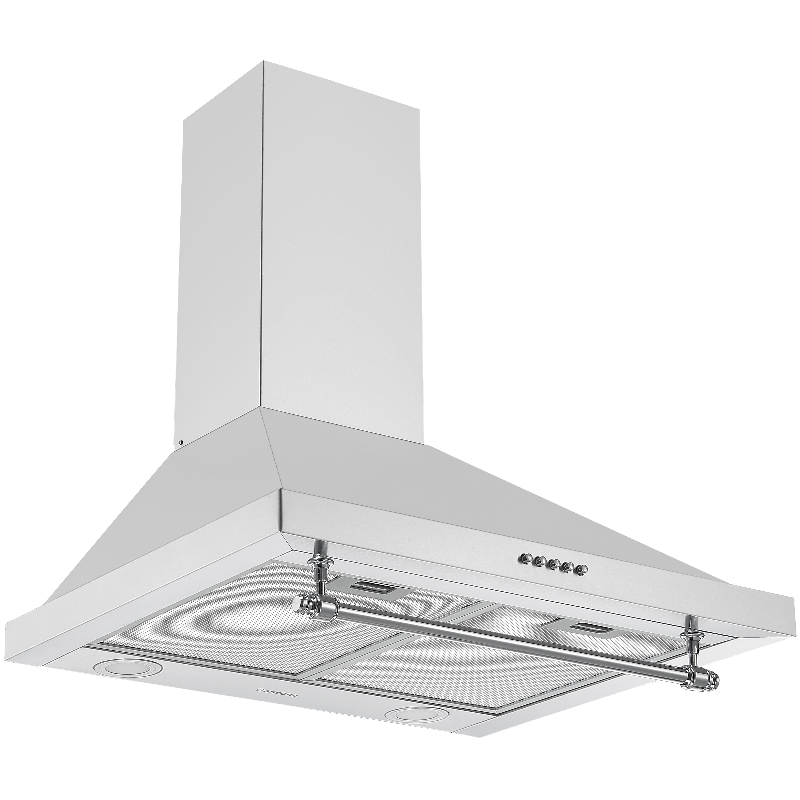 Ancona hotte de cuisinière  pyramidale à fixation murale convertible en acier inoxydable d’Ancona, style vintage de 24 po