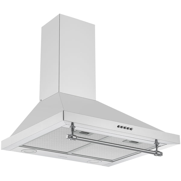 Ancona hotte de cuisinière  pyramidale à fixation murale convertible en acier inoxydable d’Ancona, style vintage de 24 po