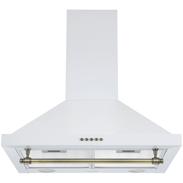 Ancona hotte de cuisinière pyramidale à fixation murale convertible en acier blanc style vintage - de 24 po