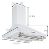 Ancona hotte de cuisinière pyramidale à fixation murale convertible en acier blanc style vintage - de 24 po