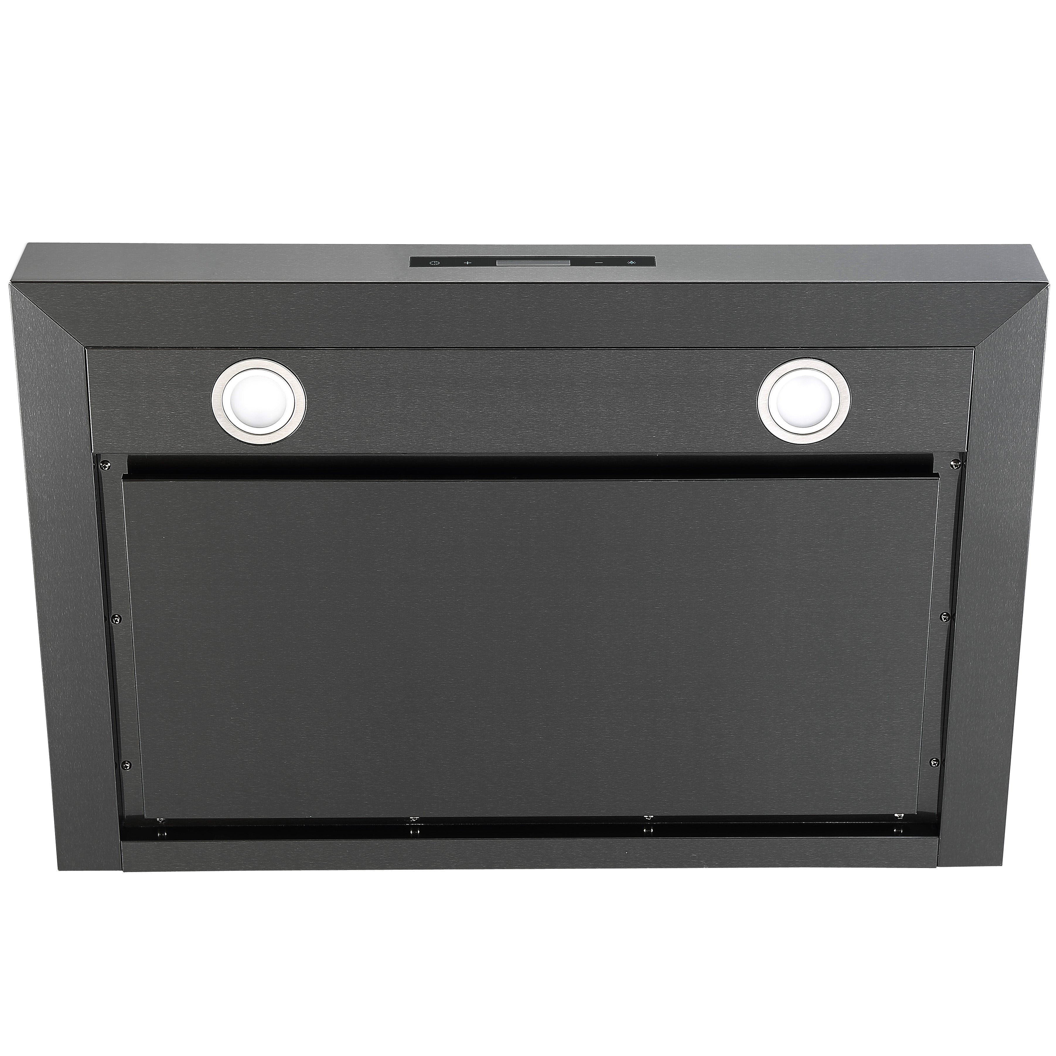 Hotte de cuisine d’Ancona rectangulaire convertible à fixation murale en acier inoxydable noir (30 po)