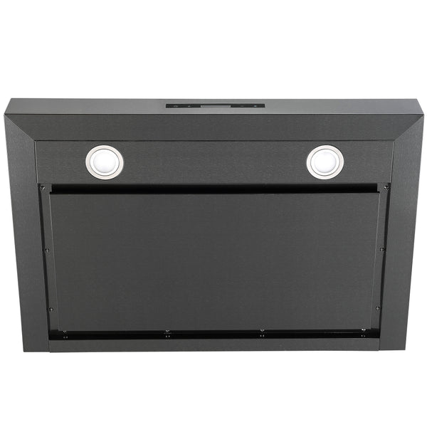 Hotte de cuisine d’Ancona rectangulaire convertible à fixation murale en acier inoxydable noir (30 po)