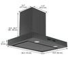 Hotte de cuisine d’Ancona rectangulaire convertible à fixation murale en acier inoxydable noir (30 po)