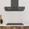 Hotte de cuisine d’Ancona rectangulaire convertible à fixation murale en acier inoxydable noir (30 po)