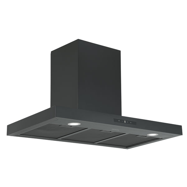 Ancona hotte de cuisine rectangulaire convertible à fixation murale de 36” 440 pi3/min en noir mat