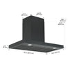 Ancona hotte de cuisine rectangulaire convertible à fixation murale de 36” 440 pi3/min en noir mat