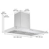Ancona hotte de cuisine rectangulaire convertible à fixation murale de 36” 600 pi3/min en acier inoxydable