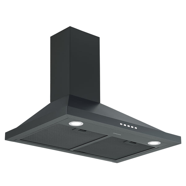 Ancona hotte de cuisine de 30" pyramidale convertible à fixation murale en noir mat