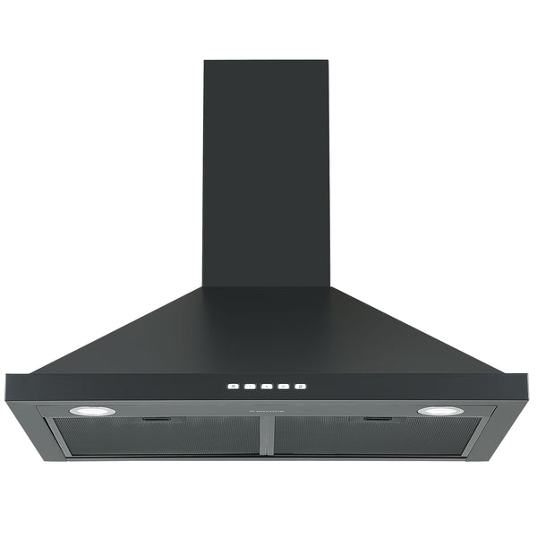 Ancona hotte de cuisine de 30" pyramidale convertible à fixation murale en noir mat