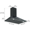Ancona hotte de cuisine de 30" pyramidale convertible à fixation murale en noir mat