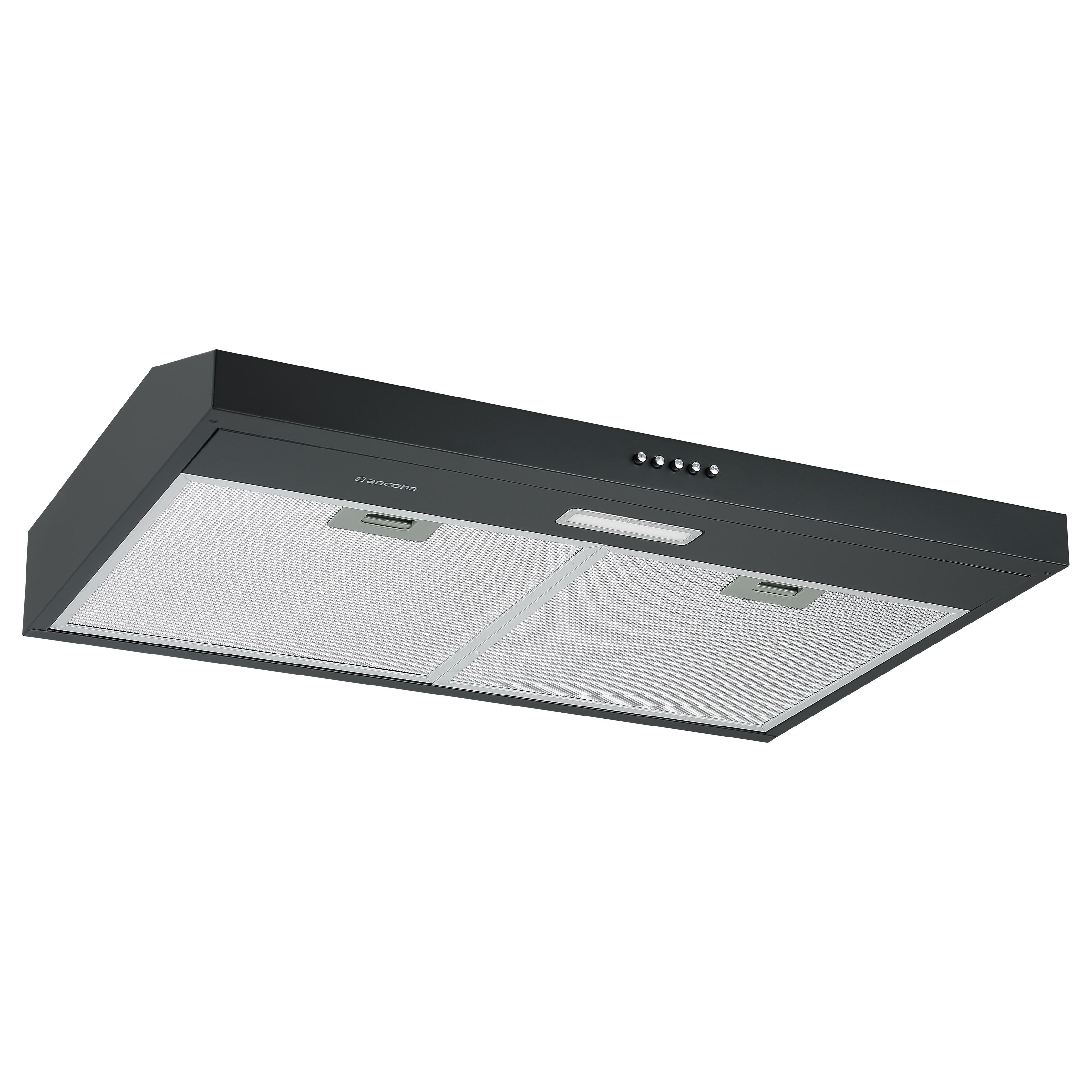 Hotte de cuisine convertible au fini noir mat de 76,2 cm (30 po) d’Ancona avec installation sous l’armoire