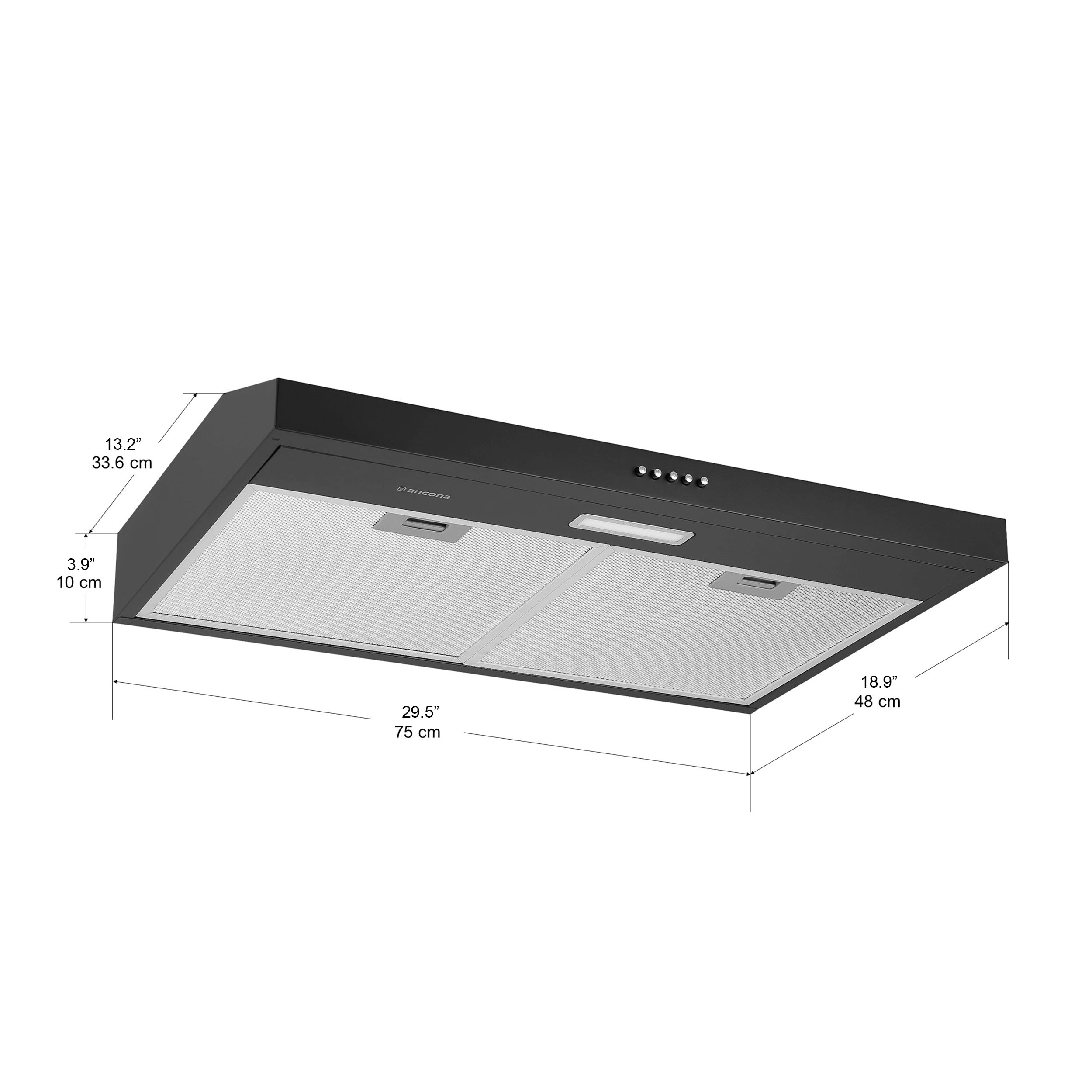 Ancona hotte de cuisine convertible de 30