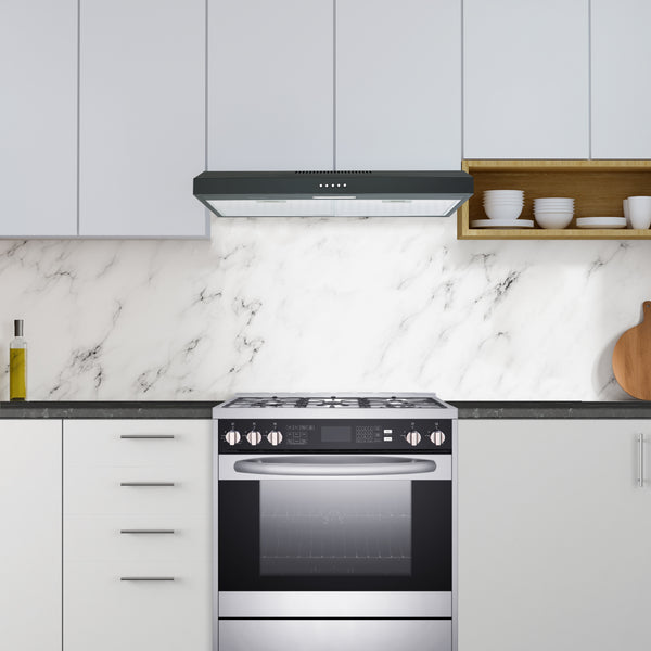 Ancona hotte de cuisine convertible de 30" installation sous l’armoire en noir mat